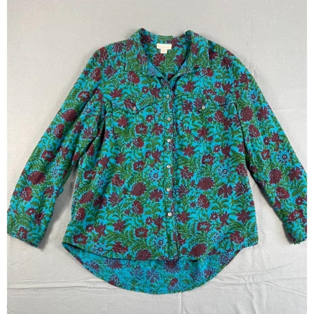 Sundance Shirt Sz M Floral Eyelet Boho Relaxed Pleated Western Boho Cowgirl - Picture 2 of 14